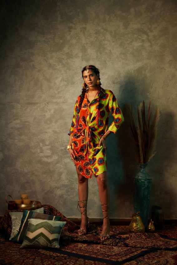 Orange Blotch Half &amp; Half Dress image 0