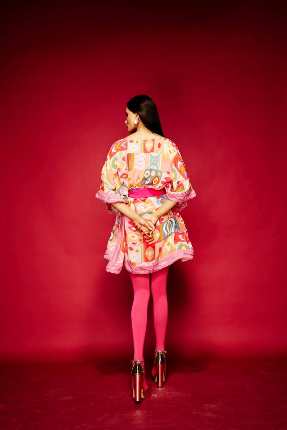 Tribal Pink Short Kaaftan image 1