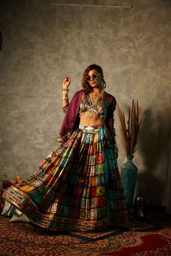 Big Tile Printed Lehenga image 0