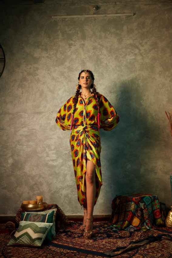 Lime Blotch Oversized Flare Shirt image 0