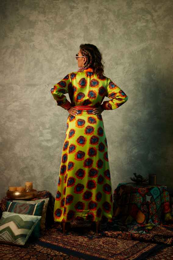 Lime Blotch &amp; Orange Blotch Blazer Maxi Dress image 2