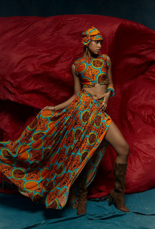 Big orange gathered skirt image 0