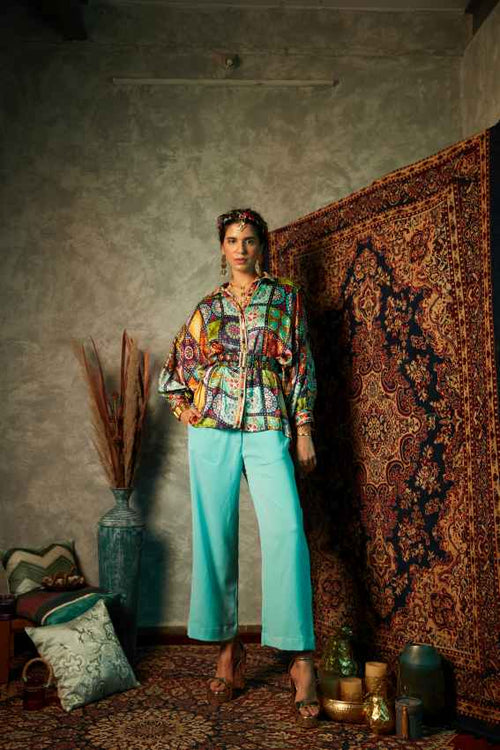 Big Tile Oversized Flare Shirt image 0