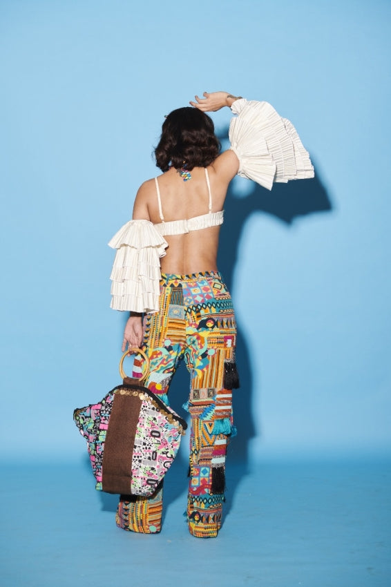 Aztec Fringe Pants with Ivory Pleated Top Set image 2