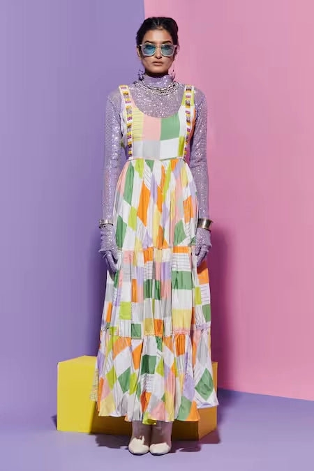 Square Print Long Dress image 0
