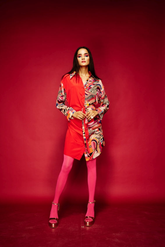 Half/Half Dress Folk And Red image 0