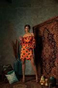 Orange Blotch Off-Shoulder Short Dress image 0