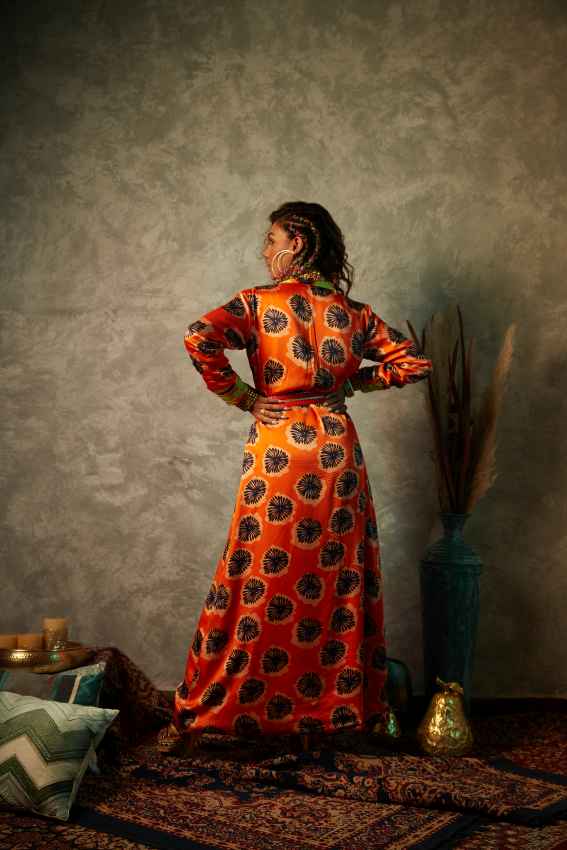 Orange Blotch &amp; Lime Blotch Blazer Maxi Dress image 2