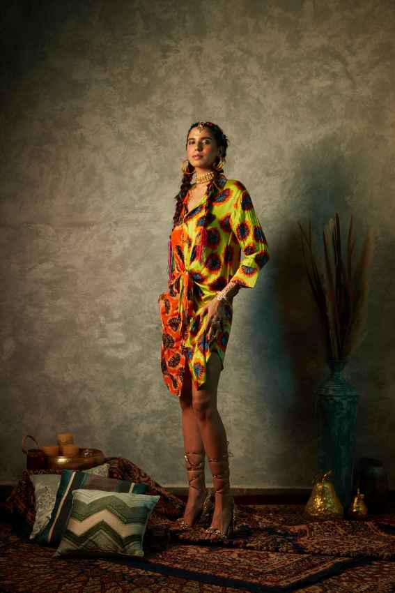 Orange Blotch Half &amp; Half Dress image 1