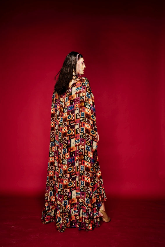 Tribal Maroon Cape image 1