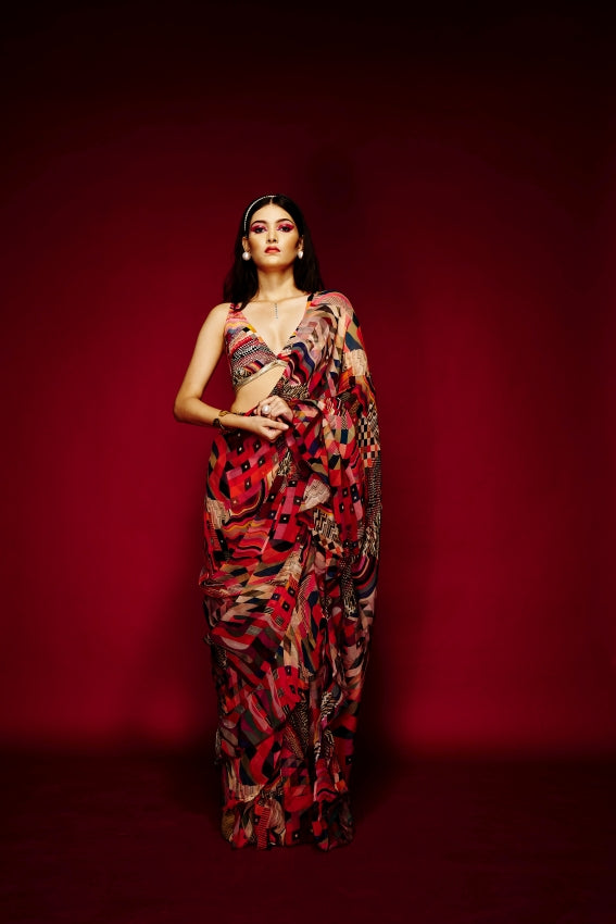 Organza Folk Saree image 0