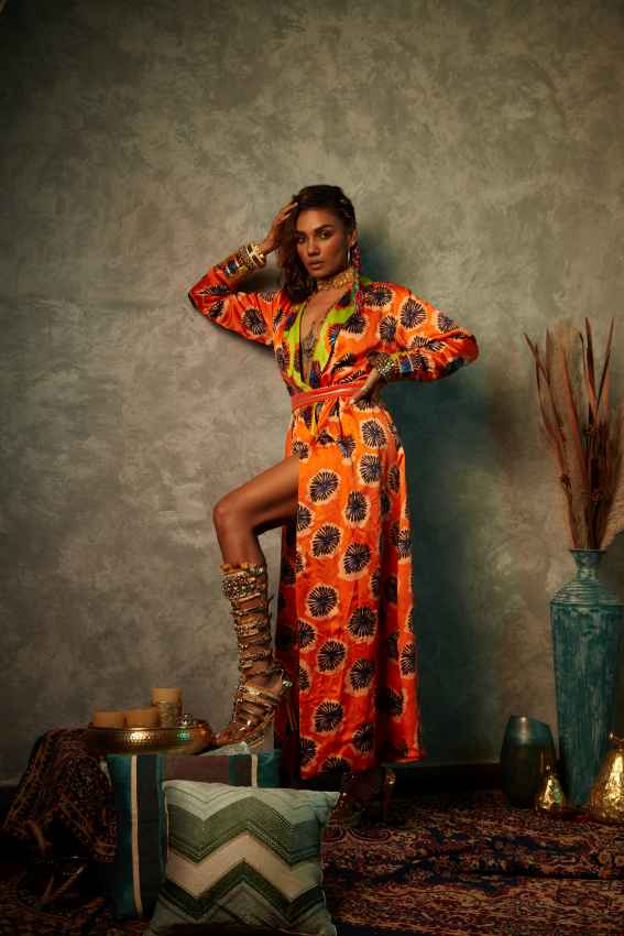 Orange Blotch &amp; Lime Blotch Blazer Maxi Dress image 0