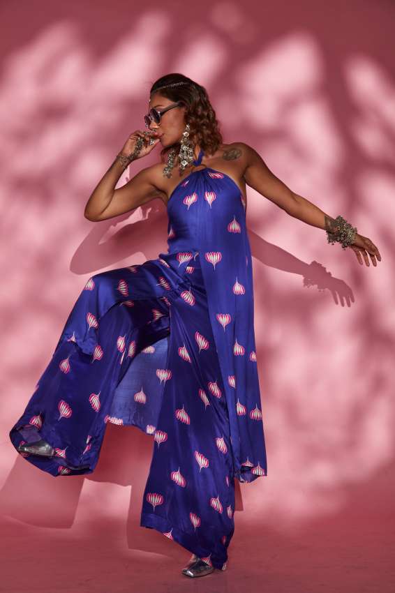 Purple lotus Halter tunic image 1