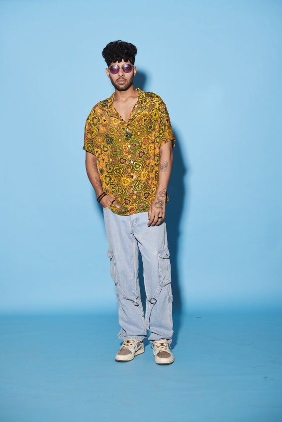 Pinwheel Print Men’s Shirt - Yellow image 0