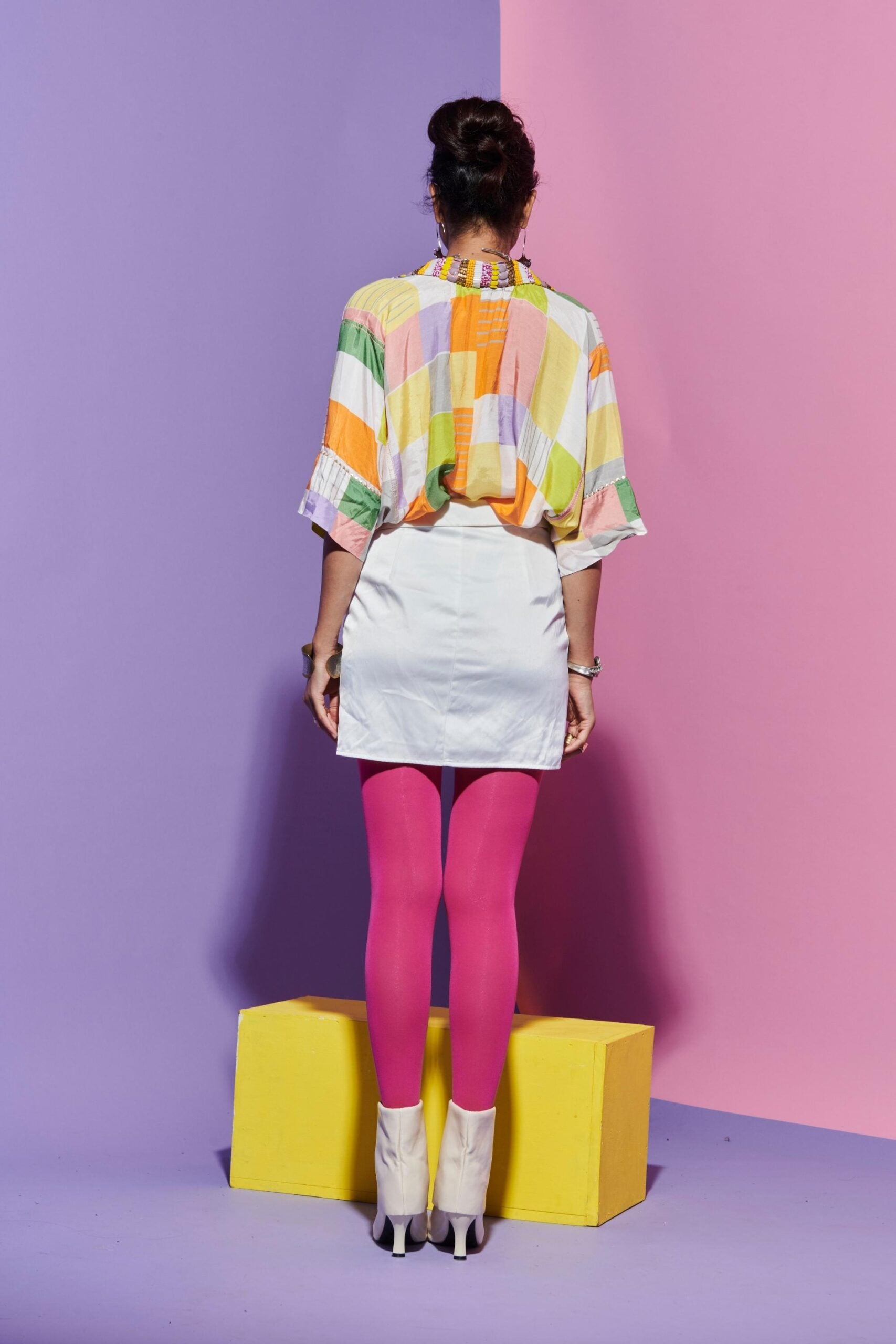 Embroidered Collar Square Print Top image 2