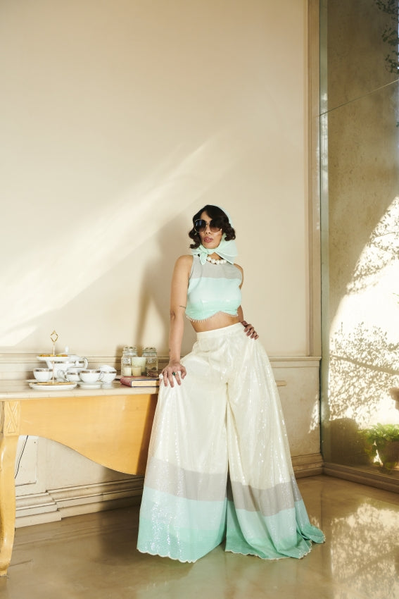 White Sequins Sharara & Blouse – Contemporary Glamour in Luxe Whites image 0