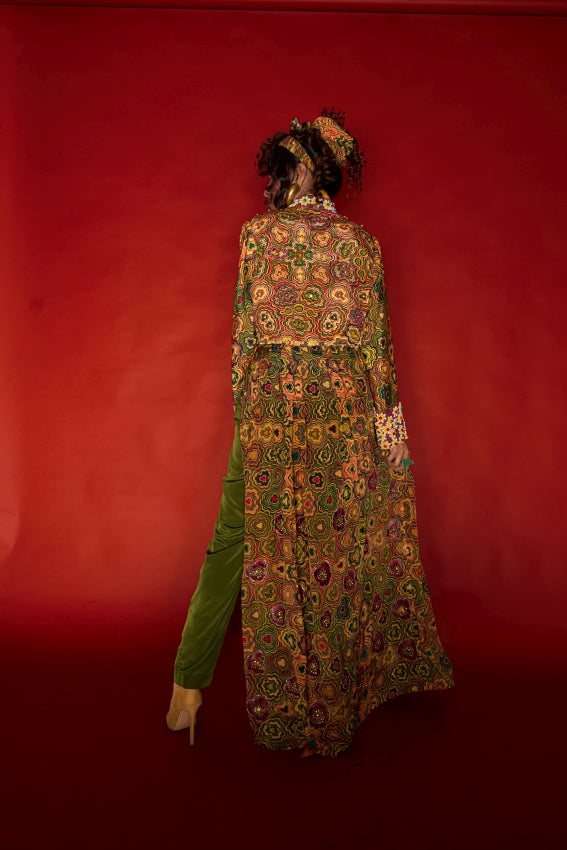 Pinwheel Print Co-ord Set with Bralette & Layered Pants image 1