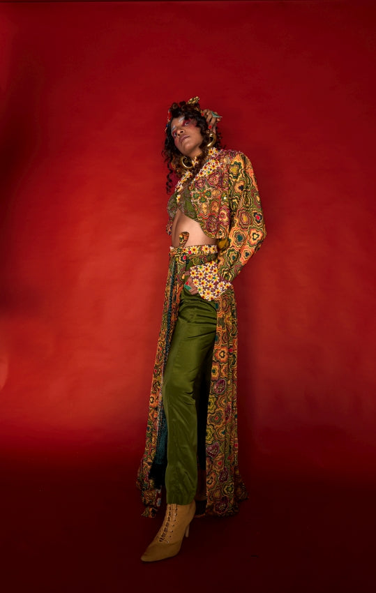 Pinwheel Print Co-ord Set with Bralette & Layered Pants image 3