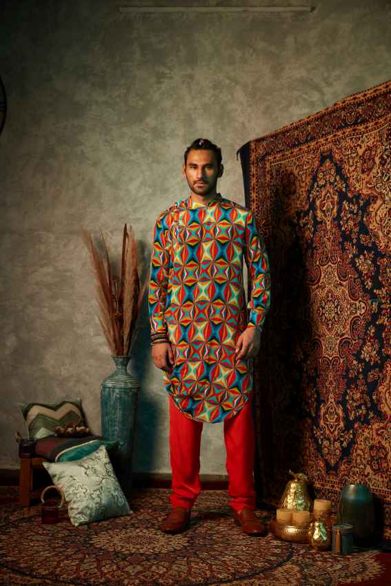 Big Square Print Cowl Kurta image 0