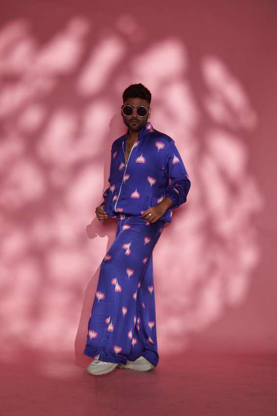 Purple lotus print pant image 1