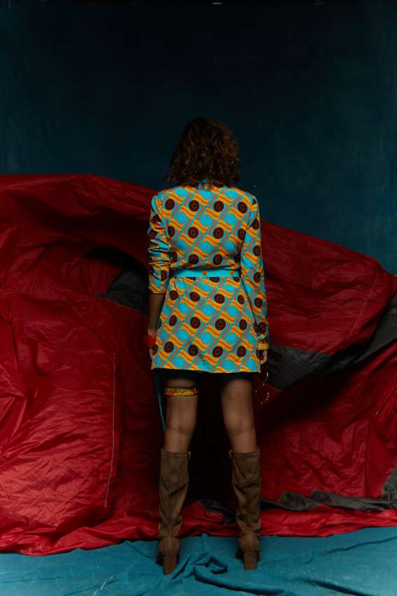 Wave wheel print blazer dress image 2