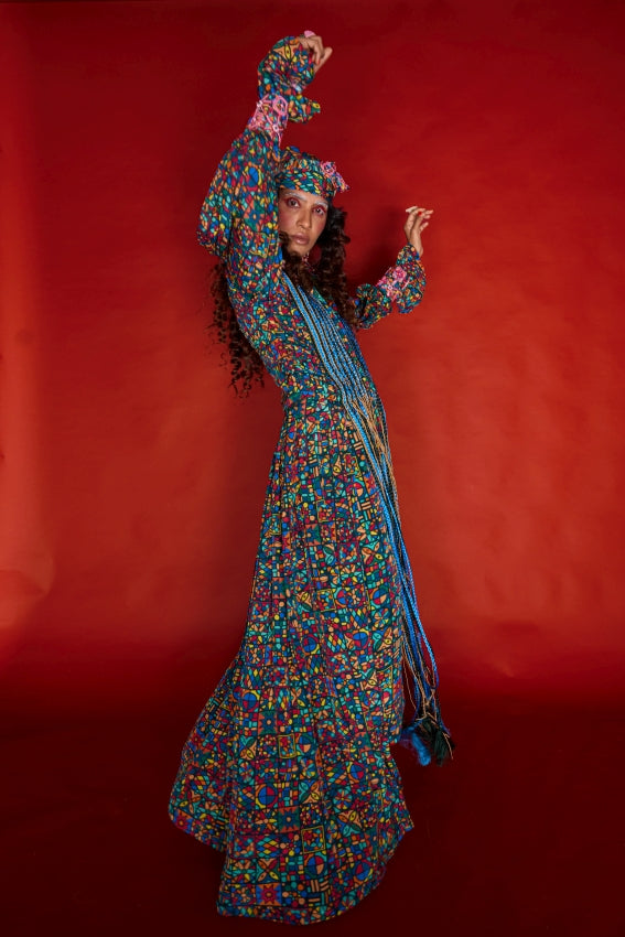 Braided Tile Print Co-ord Set with Balloon Sleeves image 2