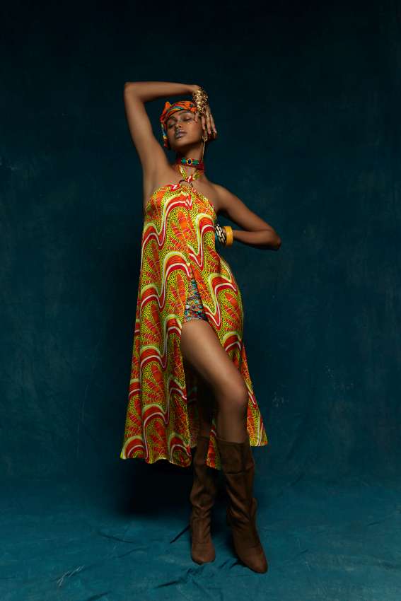 Yellow orange wheel Halter tunic image 0