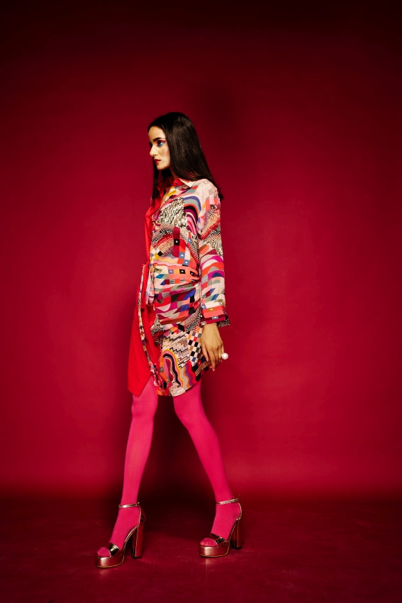 Half/Half Dress Folk And Red image 2