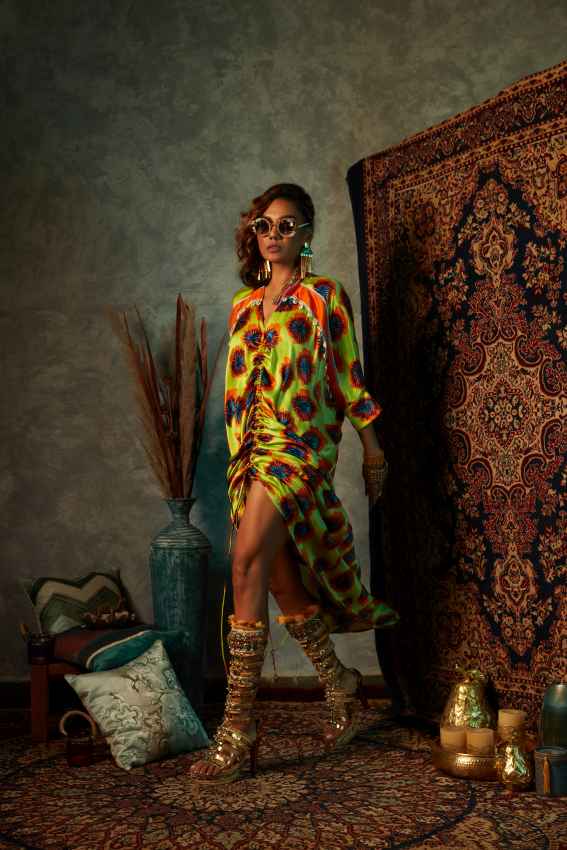 Lime Blotch Drawstring Kaftan image 2