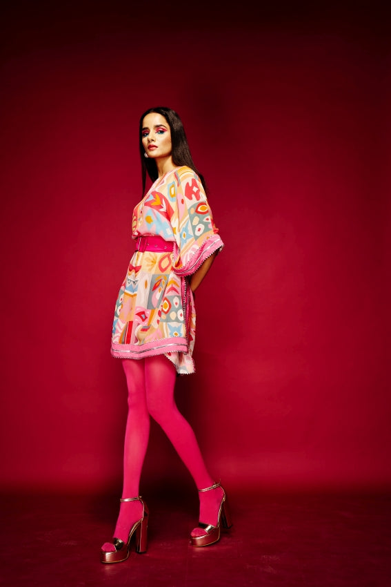 Tribal Pink Short Kaaftan image 2