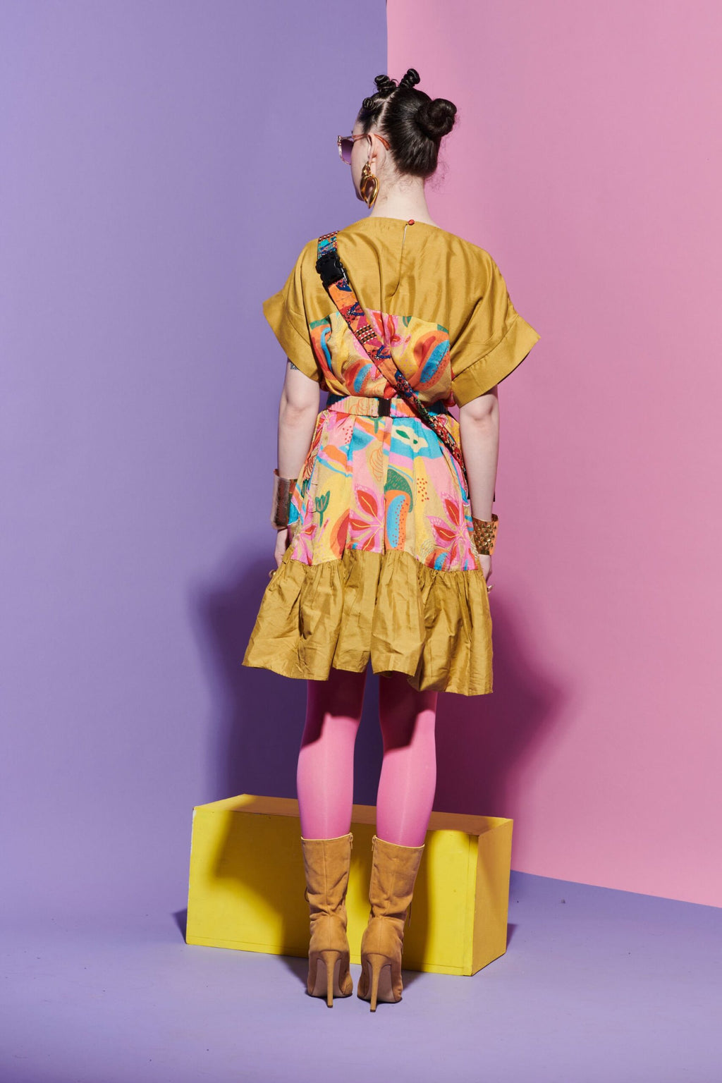 Mustard Dress with Croissant Corset image 2