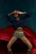 navy blue top embroidered sleeve image 0
