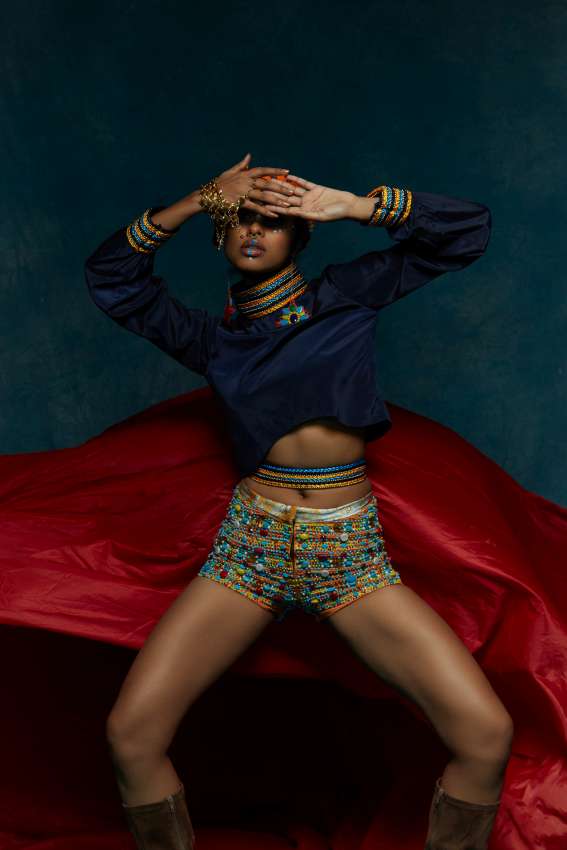 navy blue top embroidered sleeve image 0