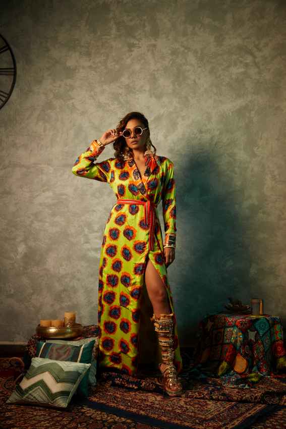 Lime Blotch &amp; Orange Blotch Blazer Maxi Dress image 0