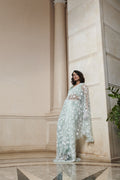 Mint Embroidered Saree And Blouse image 0