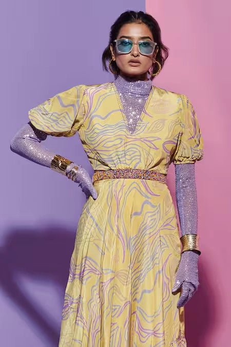 Amoeba Print Maxi Dress with Cutwork image 2