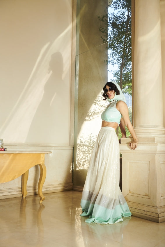 White Sequins Sharara & Blouse – Contemporary Glamour in Luxe Whites image 2