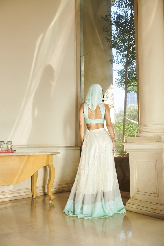 White Sequins Sharara & Blouse – Contemporary Glamour in Luxe Whites image 1