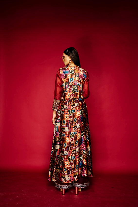 Tribal Maroon Tunic Yoke Embr image 2