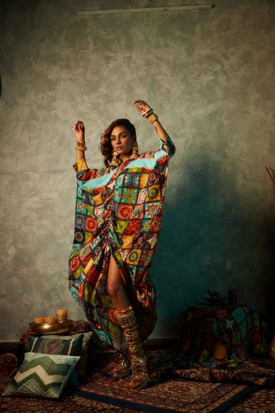 Big Tile Drawstring Kaftan image 0