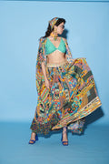 Multi Color Lehenga with Cape and Blouse in Viscose Crepe image 0