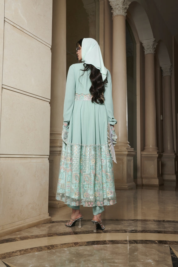 Blue Motif Anarkali – A Fluid Symphony of Craftsmanship and Elegance image 1
