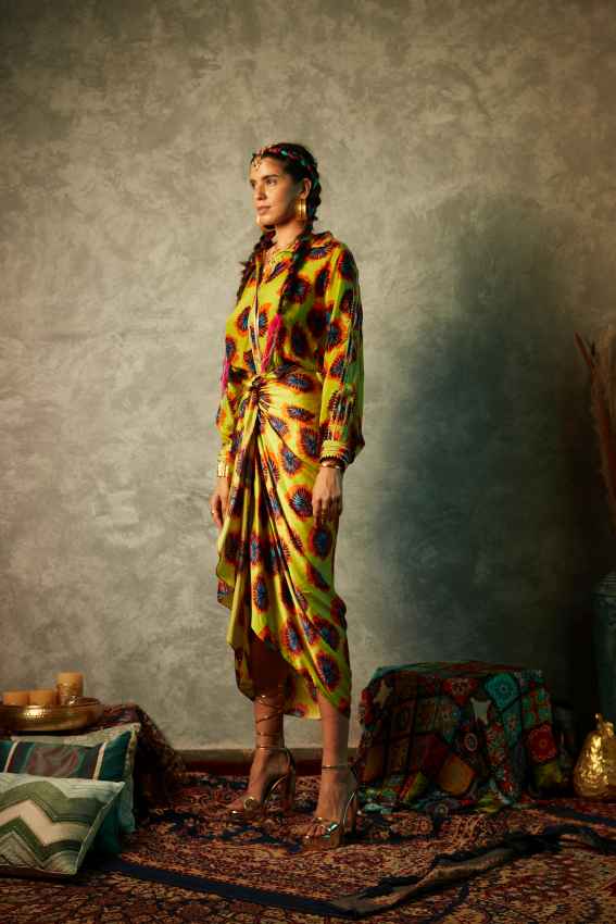 Lime Blotch Sarong Skirt image 1