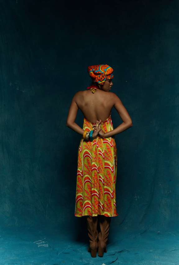 Yellow orange wheel Halter tunic image 1