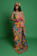 Croissant Pre-Draped Ruffle Saree + Embroidered Blouse Set image 0
