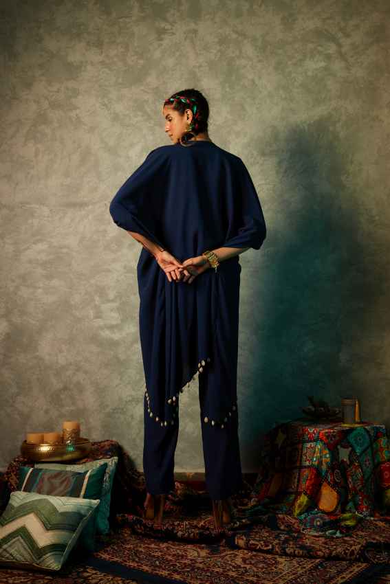 Navy Blue Kurta with Embroidery image 2
