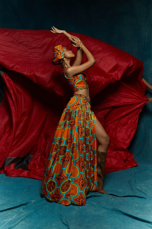 Big orange gathered skirt image 1