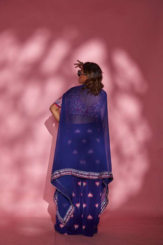 Purple lotus print palazzo image 1