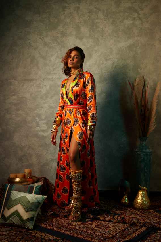 Orange Blotch &amp; Lime Blotch Blazer Maxi Dress image 1