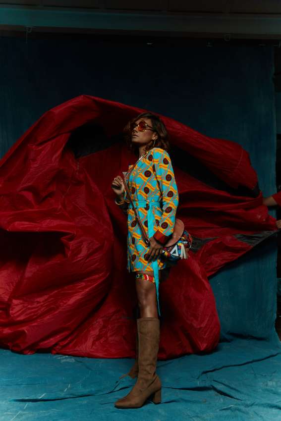 Wave wheel print blazer dress image 1